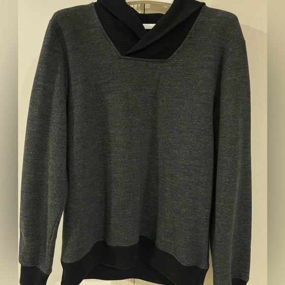 H&M Collar Sweater Mens medium Black Shawl Collared Long Sleeve Pullover - Picture 1 of 6